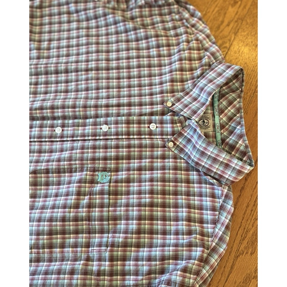Cinch Button Down Shirt Mens XL Red Blue Plaid Long Sleeve Western Cotton